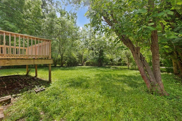 270 Estridge Rd, Saint Louis, MO 63137 - view of green lawn featuring a wooden deck