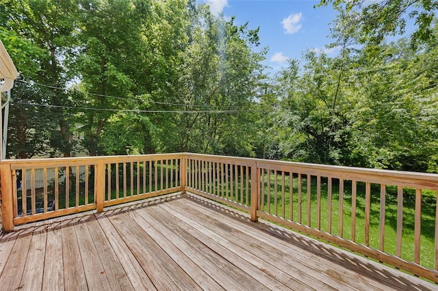 270 Estridge Rd, Saint Louis, MO 63137 - wooden deck with view of scattered trees