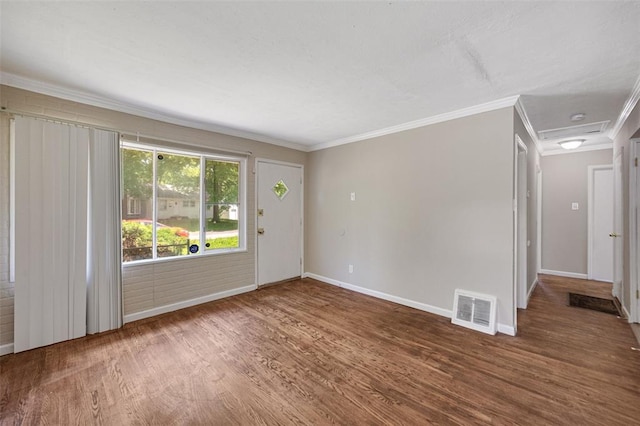 270 Estridge Rd, Saint Louis, MO 63137 - entryway with wood finished floors, crown molding, and baseboards