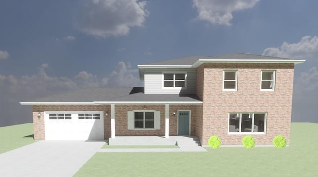 19 Adderly Ln, Millstadt, IL 62260 - view of front of house with driveway, an attached garage, and a front lawn