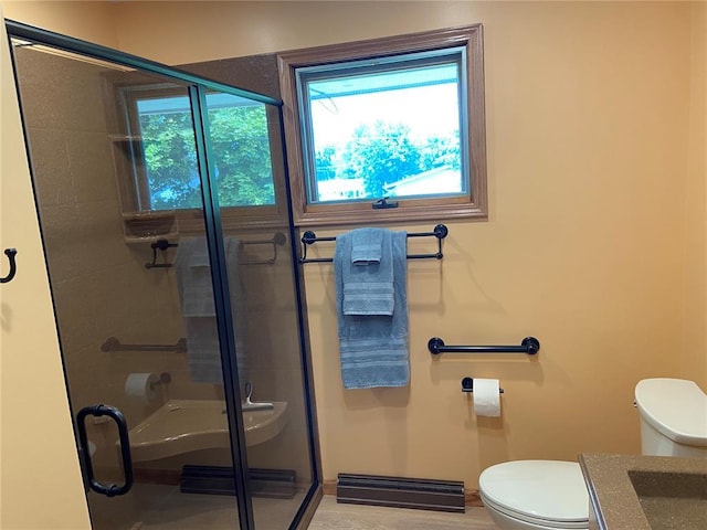 1018 S Spring St, Palmyra, MO 63461 - full bath with toilet, a shower stall, and vanity