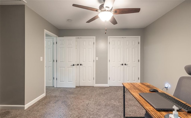 1104 Turkey Run, Rolla, MO 65401 - office with a ceiling fan, carpet floors, and baseboards