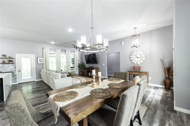 11475 Slate Cir, Rolla, MO 65401 - dining space with a chandelier, wood finished floors, baseboards, and recessed lighting