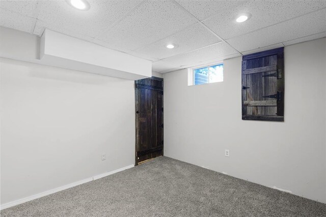 5810 Sorrel Tree Ct, Saint Louis, MO 63129 - basement featuring carpet flooring, recessed lighting, and a drop ceiling