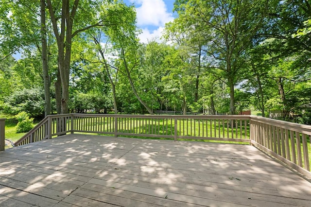 5 Braquewood Ct, Manchester, MO 63021 - wooden deck with a yard and view of wooded area