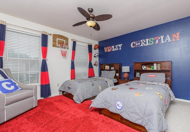 3226 Bridgeport Place Dr, Bridgeton, MO 63044 - bedroom featuring carpet, baseboards, and a ceiling fan