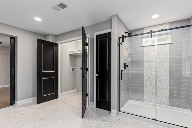 426 Pasadena Ave, Webster Groves, MO 63119 - full bath featuring a stall shower, recessed lighting, and baseboards
