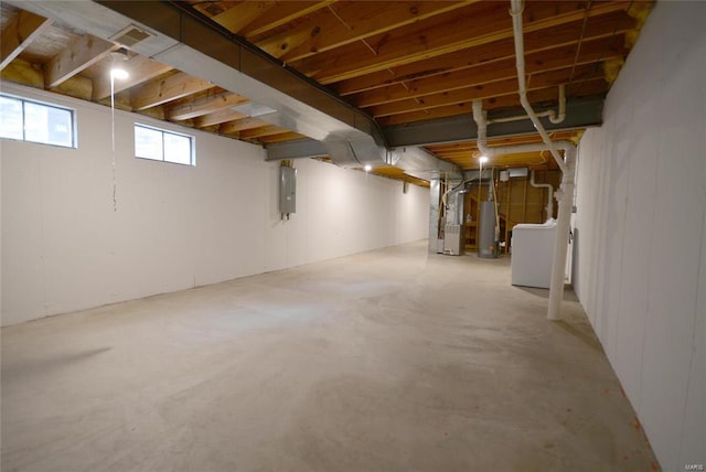 2922 Pennsylvania Ave, Saint Louis, MO 63118 - basement with gas water heater, electric panel, washer / dryer, and heating unit