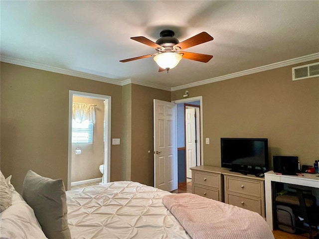 17250 Brewster Ln, Crocker, MO 65452 - bedroom featuring crown molding and ceiling fan