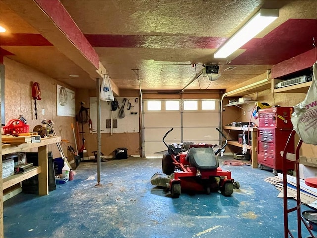 17250 Brewster Ln, Crocker, MO 65452 - garage featuring a garage door opener and a workshop area