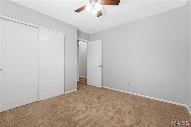 459 Xavier Ct, Valley Park, MO 63088 - unfurnished bedroom with carpet floors, a closet, ceiling fan, and baseboards