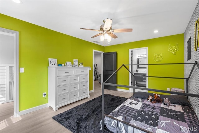 28 Millwell Dr, Maryland Heights, MO 63043 - bedroom featuring light wood-type flooring, recessed lighting, and ceiling fan