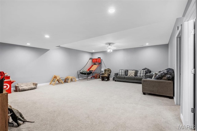 28 Millwell Dr, Maryland Heights, MO 63043 - game room with carpet flooring, recessed lighting, and a ceiling fan
