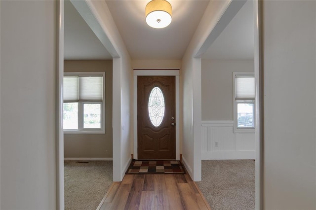 204 Chestnut Dr, Saint Charles, MO 63301 - foyer entrance with plenty of natural light, wainscoting, and wood finished floors