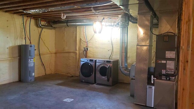 2357 Pine St, Centerville, MO 63633 - unfinished basement featuring washer and dryer and water heater