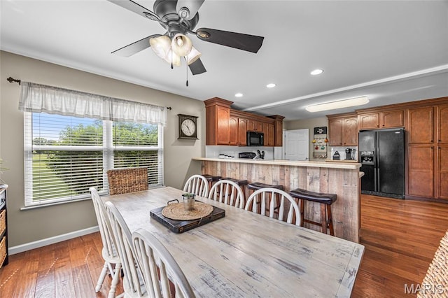 8525 Sagamore Dr, Cedar Hill, MO 63016 - dining space with recessed lighting, ceiling fan, and wood finished floors