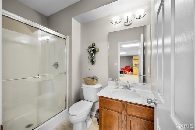 8525 Sagamore Dr, Cedar Hill, MO 63016 - bathroom featuring a shower stall, vanity, and tile patterned flooring