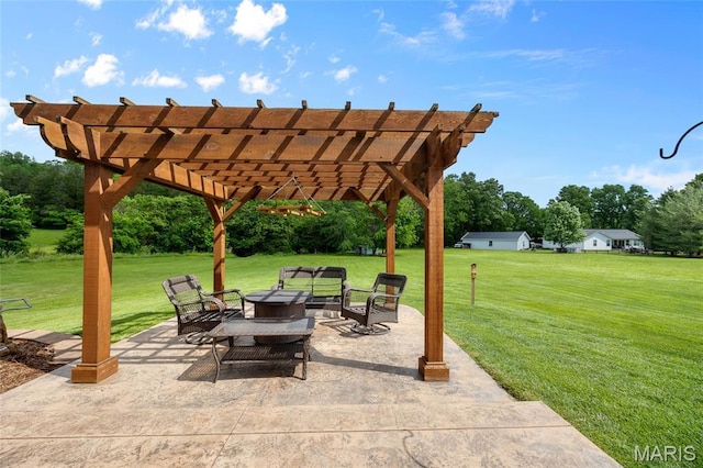 8525 Sagamore Dr, Cedar Hill, MO 63016 - view of patio featuring a pergola and an outdoor fire pit
