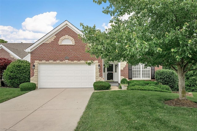 734 River Glen Dr, Ofallon, MO 63368 - view of front of property featuring brick siding, driveway, a garage, and a front yard