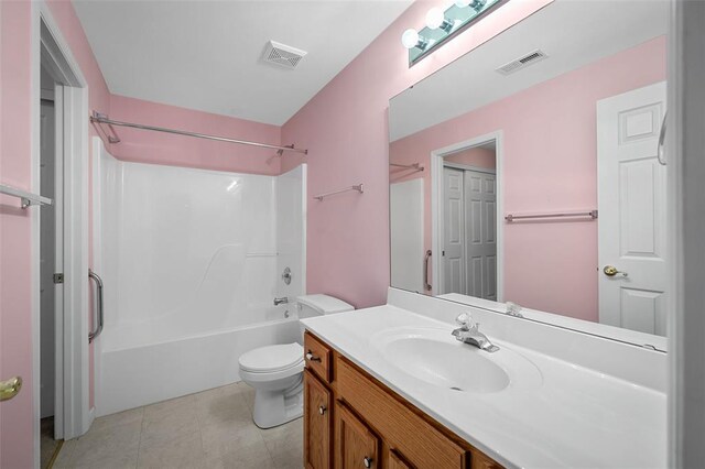 734 River Glen Dr, Ofallon, MO 63368 - bathroom featuring vanity, shower / bathtub combination, toilet, and tile patterned flooring
