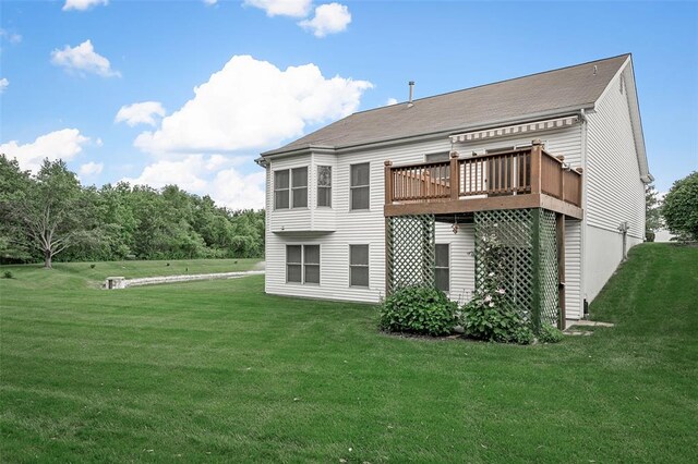 734 River Glen Dr, Ofallon, MO 63368 - rear view of house featuring a yard and a deck