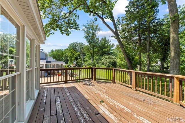 767 Carman Meadows Dr S, Manchester, MO 63021 - wooden terrace with view of wooded area