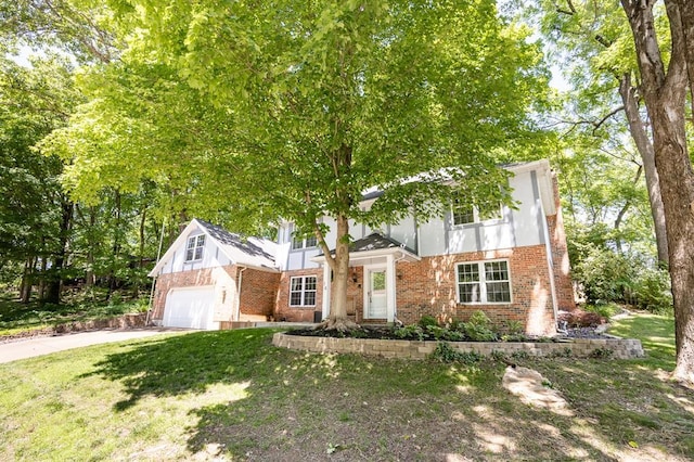 14 Shallowbrook Dr, Ofallon, IL 62269 - view of front of property with brick siding, a garage, driveway, and a front lawn
