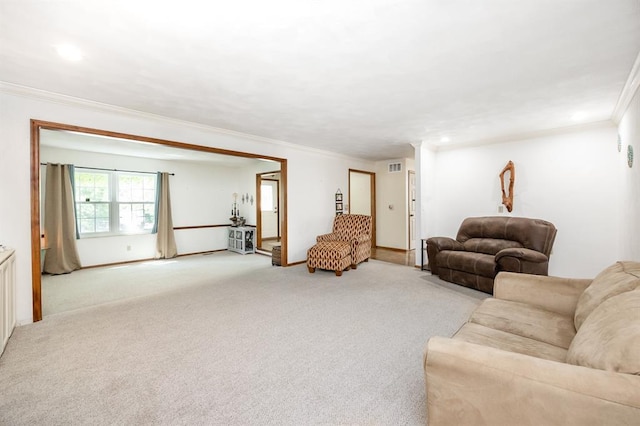 14 Shallowbrook Dr, Ofallon, IL 62269 - carpeted living area with ornamental molding and recessed lighting