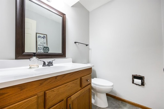 14 Shallowbrook Dr, Ofallon, IL 62269 - bathroom with vanity, toilet, tile patterned flooring, and baseboards