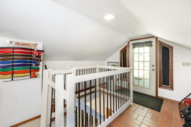 14 Shallowbrook Dr, Ofallon, IL 62269 - bonus room featuring lofted ceiling, baseboards, and brick patterned floors