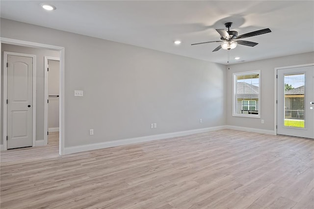 5357 Buckeye Pass, Jackson, MO 63755 - empty room featuring light wood finished floors, ceiling fan, baseboards, and recessed lighting