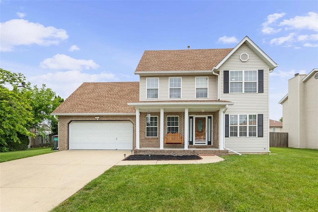 1519 Progress Ln, Belleville, IL 62221 - view of front of property featuring an attached garage, a porch, concrete driveway, brick siding, and a shingled roof