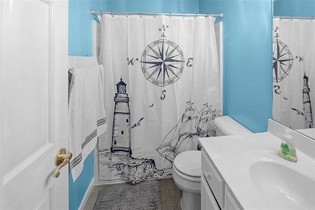 1519 Progress Ln, Belleville, IL 62221 - bathroom featuring toilet, vanity, and a shower with shower curtain