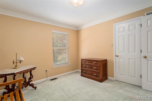 1575 Uthoff Dr, Fenton, MO 63026 - living area featuring ornamental molding and light carpet