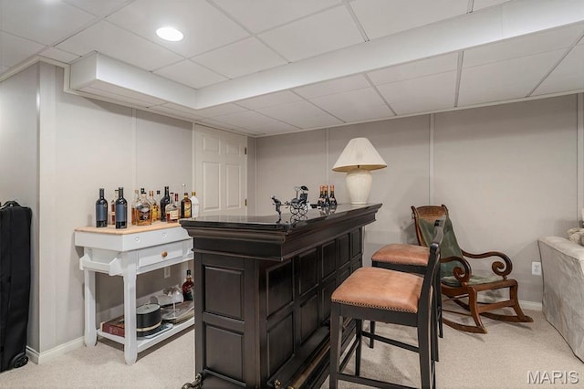 1575 Uthoff Dr, Fenton, MO 63026 - indoor dry bar with light carpet and a paneled ceiling