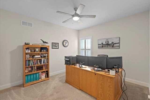 1355 Bloomfield Dr, Eureka, MO 63025 - office with light colored carpet, ceiling fan, and baseboards