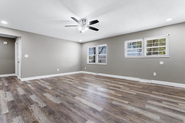 113 Brand Ave, Red Bud, IL 62278 - unfurnished room featuring a ceiling fan, wood finished floors, baseboards, and recessed lighting