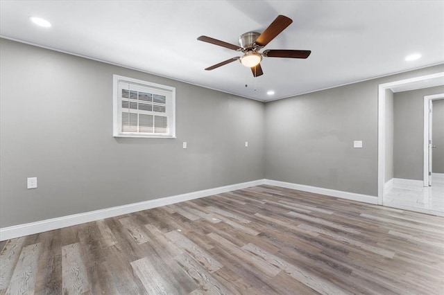 113 Brand Ave, Red Bud, IL 62278 - unfurnished room featuring ceiling fan, wood finished floors, baseboards, and recessed lighting