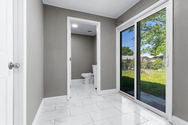 113 Brand Ave, Red Bud, IL 62278 - doorway to outside with light marble finish flooring and baseboards