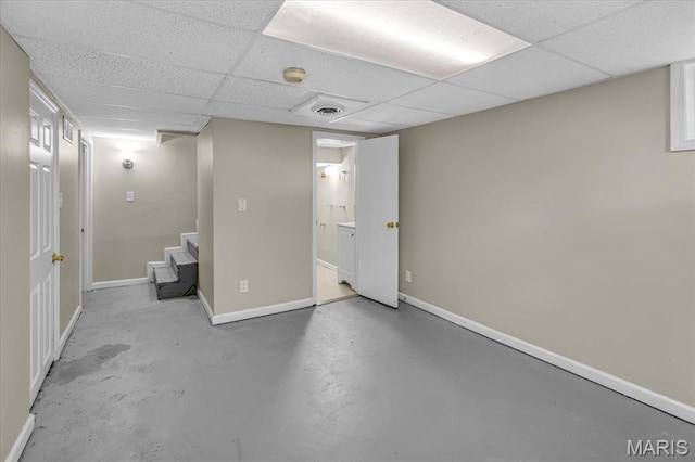 3368 S Suncrest Ave, Saint Louis, MO 63114 - finished basement with a drop ceiling and stairs