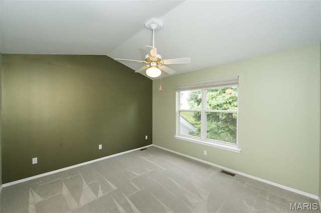 1105 Big Bend Crossing Dr, Manchester, MO 63088 - carpeted spare room featuring vaulted ceiling, ceiling fan, and baseboards