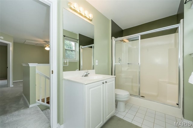 1105 Big Bend Crossing Dr, Manchester, MO 63088 - full bath with a stall shower, toilet, vanity, and tile patterned floors