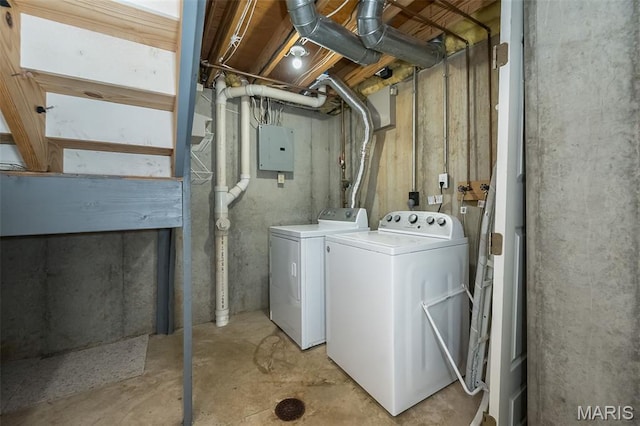 1105 Big Bend Crossing Dr, Manchester, MO 63088 - laundry room featuring washing machine and dryer and electric panel