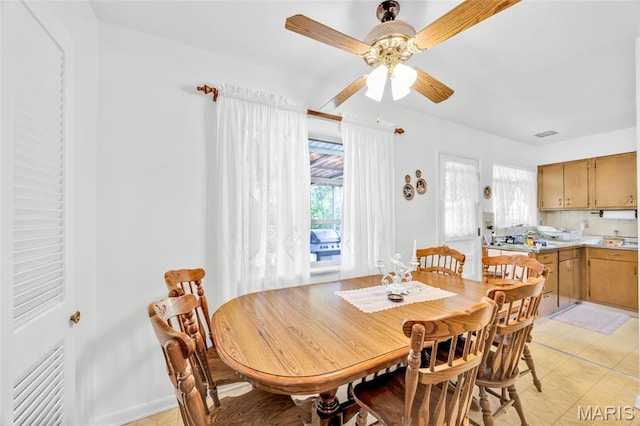 8967 New Sappington Rd, Crestwood, MO 63126 - dining area with a ceiling fan