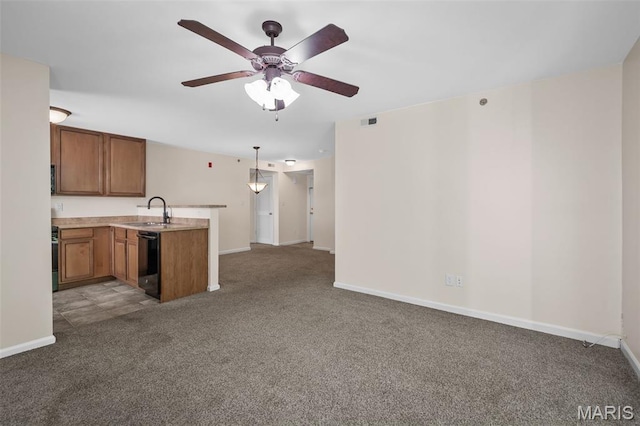 160 Brandy Mill Cir Unit 7C, High Ridge, MO 63049 - unfurnished living room featuring light colored carpet and a ceiling fan