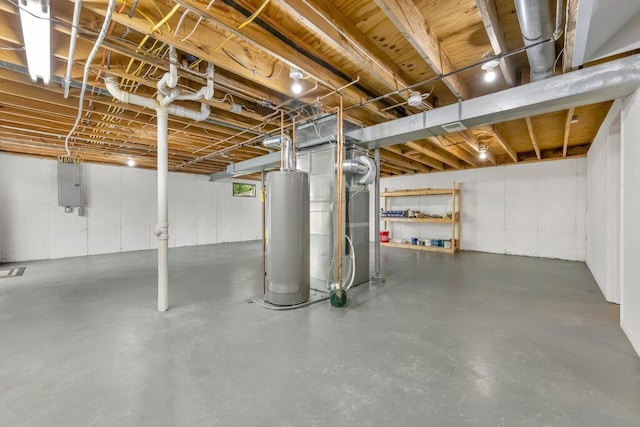 1354 Nutmeg Dr, Saint Charles, MO 63303 - unfinished basement featuring gas water heater and electric panel