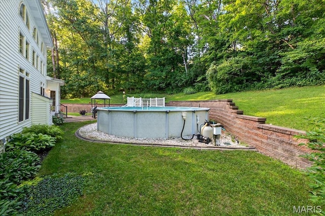 125 Park Lawn Est, Fenton, MO 63026 - view of green lawn featuring an outdoor pool and view of wooded area
