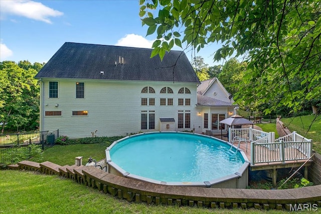 125 Park Lawn Est, Fenton, MO 63026 - swimming pool featuring a wooden deck and a gazebo