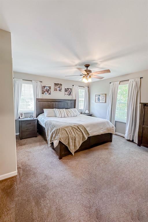 20083 Southview Dr, Carlyle, IL 62231 - bedroom featuring multiple windows, light colored carpet, and baseboards