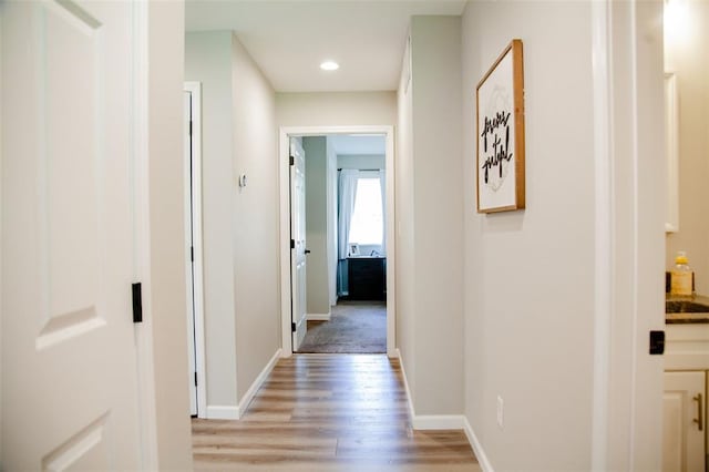 20083 Southview Dr, Carlyle, IL 62231 - hallway with light wood-style floors, baseboards, and recessed lighting